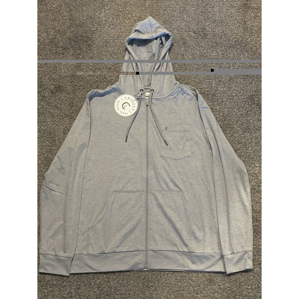 Criquet Hoodie Mens Medium Gray Stretch Long Sleeve Full Zip Performance NWT